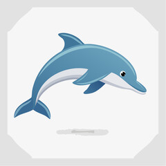 Obraz premium Cartoon Dolphin Illustration: A playful ocean mammal character on a white background