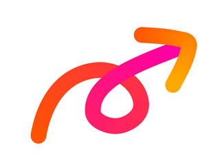 Looping and Curved Gradient Arrow Symbol on Transparent Background – Digital Design Element
