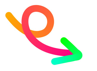 Obraz premium Looping and Curved Gradient Arrow Symbol on Transparent Background – Digital Design Element 