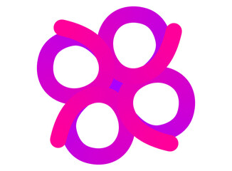 Abstract Symmetrical Loop Flower Design in Pink and Purple Gradient – Modern Circular Petal-Inspired Shape on Black Background for Digital Art and Branding