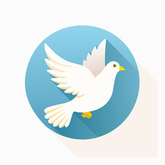 Fototapeta premium Elegant white dove illustration on a blue circular background symbolizing peace and harmony