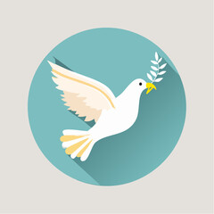 Serene white dove illustration conveying peace and hope with olive branch symbol