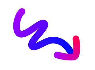 Gradient Arrow with Rounded Corners and Flowing Design – Isolated on Transparent Background