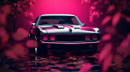 Classic car vintage automobile muscle car automotive design and pink theme