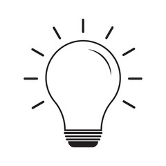 Lamp or light bulb icon. Idea symbol isolated on white background. Electric lamp, light, solution, creative thinking, electricity symbol. Vector illustration.