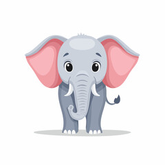 Obraz premium Charming Cartoon Elephant Illustration on White Background Perfect for Childrens Designs