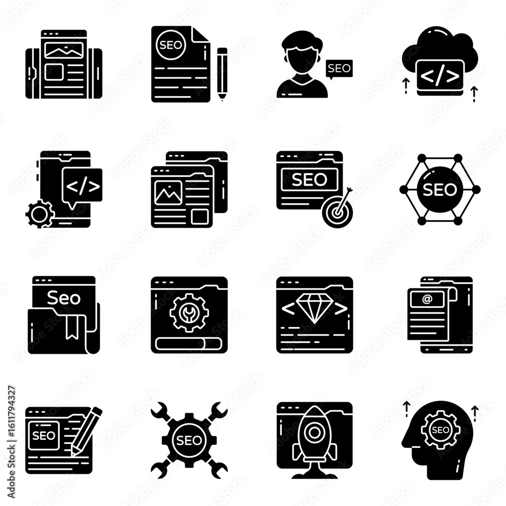 Canvas Prints set of website solid icons
