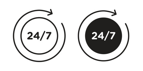 24 7 icon logo set. thin line concept simple icon or design element