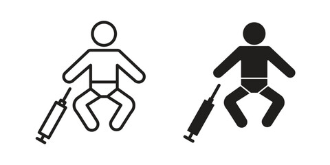 Baby Vaccination icon logo set. thin line concept simple icon or design element