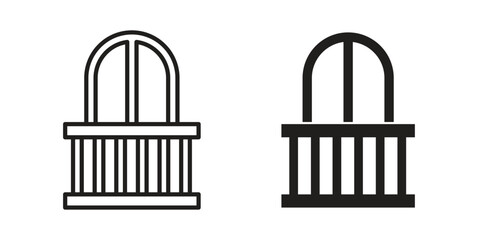Balcony icon logo set. thin line concept simple icon or design element