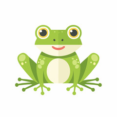 Obraz premium Adorable Flat Design Green Frog Illustration with Big Eyes and Playful Expression