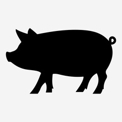 Fototapeta premium Pig Simple Icon Symbol Greeting Black Icon Set Vector Illustration Design