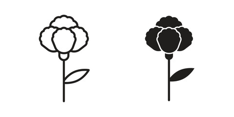 Carnation icon logo set. thin line concept simple icon or design element