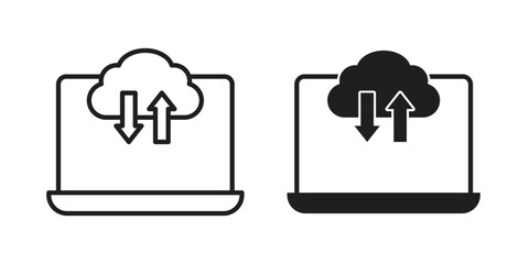 Cloud computing icon logo set. thin line concept simple icon or design element