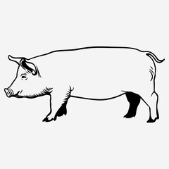 Pig Farming Animals Icon Black Color Vector Illustration Design