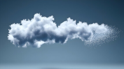 Large cumulus cloud dispersing; tiny particles, gray background