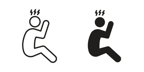 Depression icon logo set. thin line concept simple icon or design element