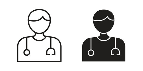 Doctor icon logo set. thin line concept simple icon or design element
