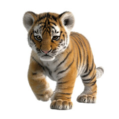 Cute small bengal tiger isolated on white