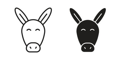 Donkey icon logo set. thin line concept simple icon or design element