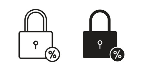 Fixed rate mortgage icon logo set. thin line concept simple icon or design element