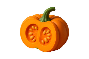 Obraz premium 3d Orange food half vegetable green pumpkin high quality realistic image