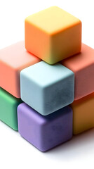 Obraz premium Stacked colorful cubes, pastel shades, geometric shapes, arranged in a pyramid