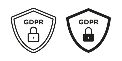 GDPR shield icon logo set. thin line concept simple icon or design element