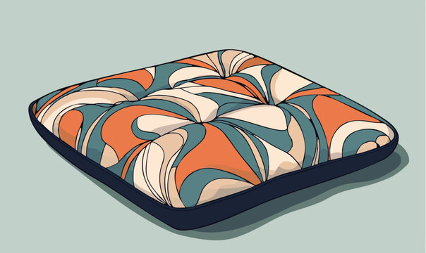 Retro abstract cushion with warm orange, teal, and cream flowing patterns, adding vintage flair.