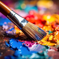 Obraz premium Vibrant paintbrush on palette