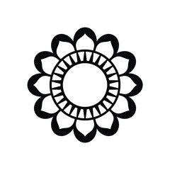 Vector illustration of a black and white stylized sun or flower ornament