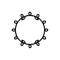 Ornamental circular frame with leaf shapes border decorative