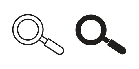 Magnifying glass icon logo set. thin line concept simple icon or design element
