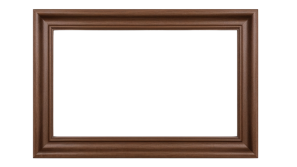 Elegant wooden picture frame with a transparent background, ready for seamless integration with