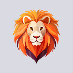 Obraz premium Geometric lion head illustration with vibrant colors and striking polygonal design