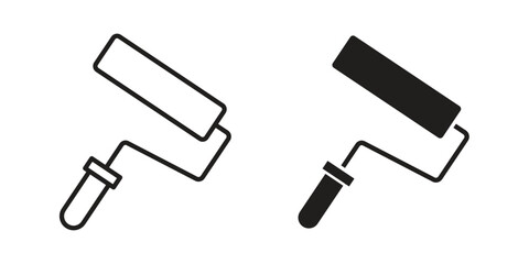 Paint roller icon logo set. thin line concept simple icon or design element
