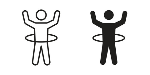 People Hula hop icon logo set. thin line concept simple icon or design element