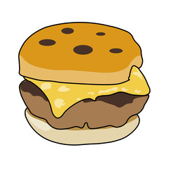 Cartoon Cheeseburger Illustration with Melted Cheese