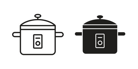 pressure cooker icon logo set. thin line concept simple icon or design element