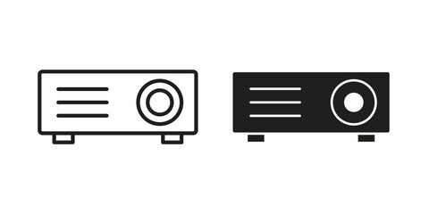 Projector icon logo set. thin line concept simple icon or design element