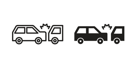 Rear end collision icon logo set. thin line concept simple icon or design element