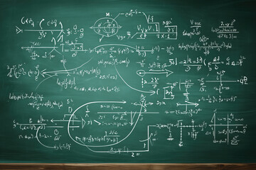 Mathematical Equations on Chalkboard