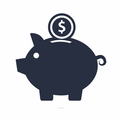 Piggy Bank Vector Icon for Finance and Saving Concept.