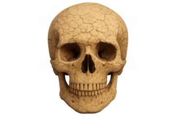 Realistic cracked skull isolated on transparent background