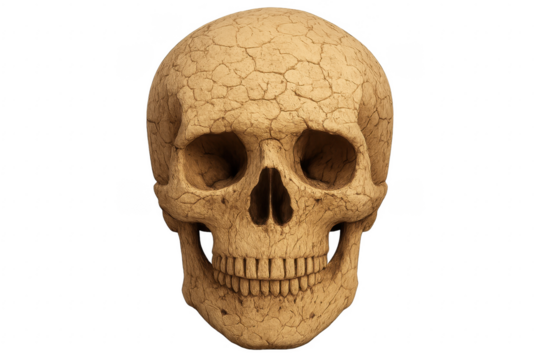 Realistic cracked skull isolated on transparent background