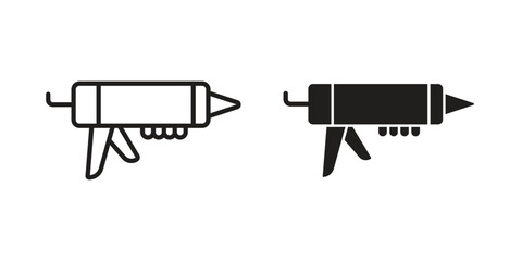 Sealants gun icon logo set. thin line concept simple icon or design element