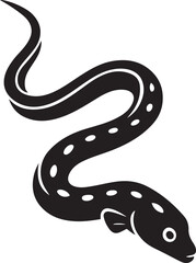 Eel silhouette with white spots on white, Underwater marine eel graphic design