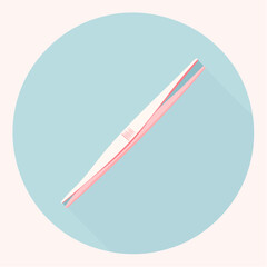 Pink and white slanted tip cosmetic tweezers with a textured grip Flat design style illustration.
