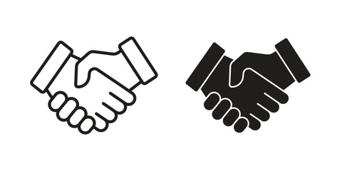 Shake hands icon logo set. thin line concept simple icon or design element