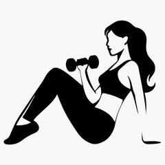 Dumbbell Girl Flat Black Illustration Symbol Vintage Graphic